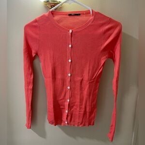 Maya Peach / Coral Button Down Cotton Cardigan Size P